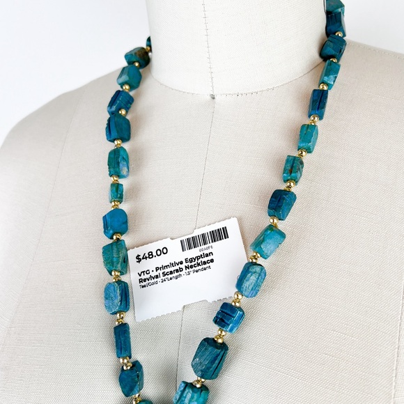 VTG • Primitive Egyptian Revival Scarab Necklace - Picture 6 of 6